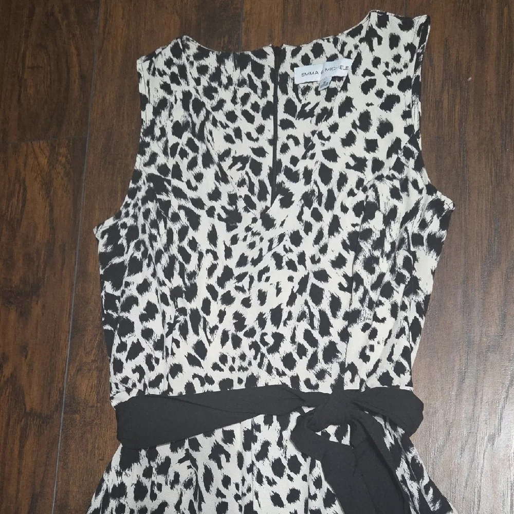 Emma & Michele Black and White Animal Print Jumpsuit - Picture 3 of 7